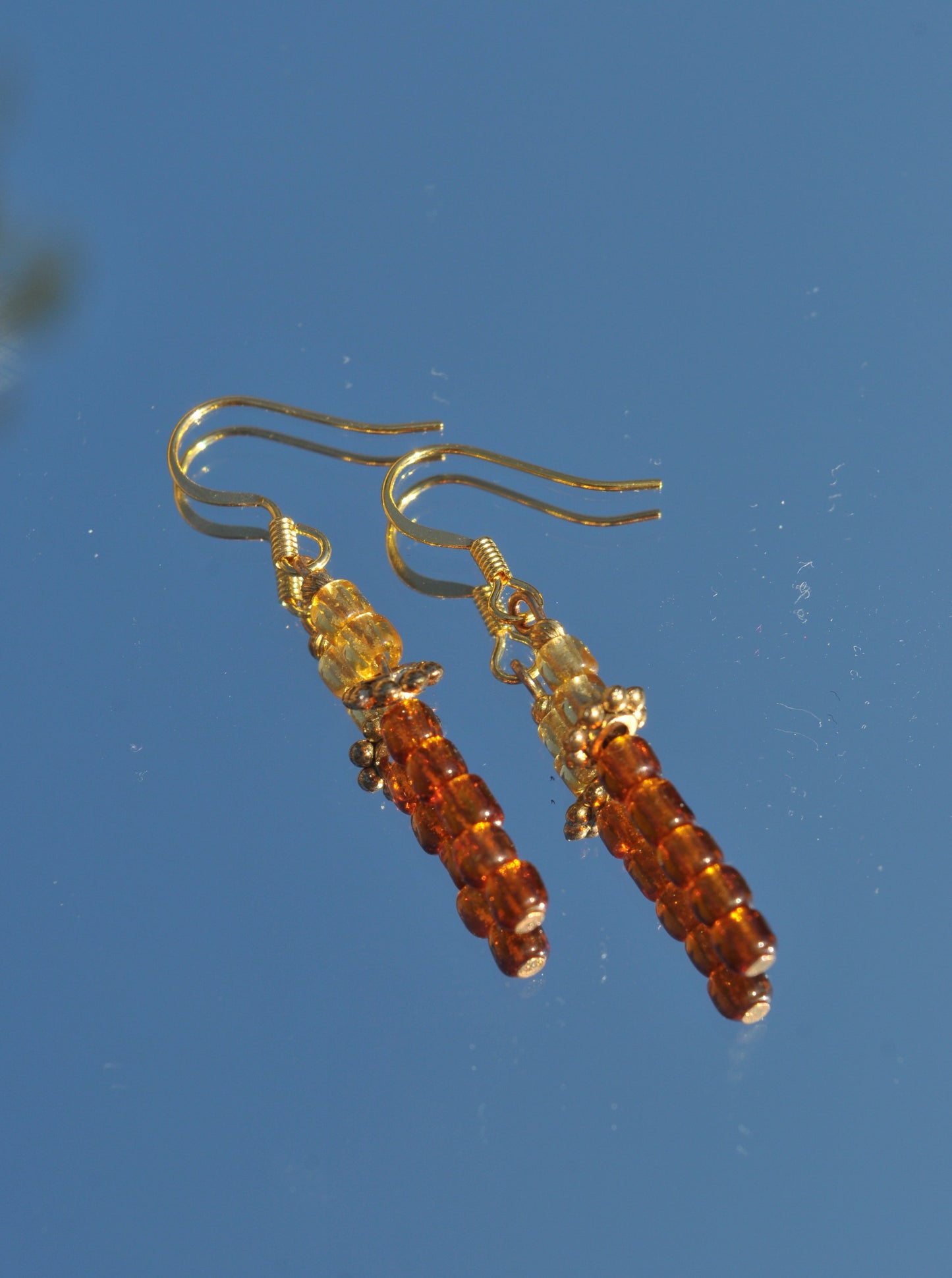 Golden drop earrings