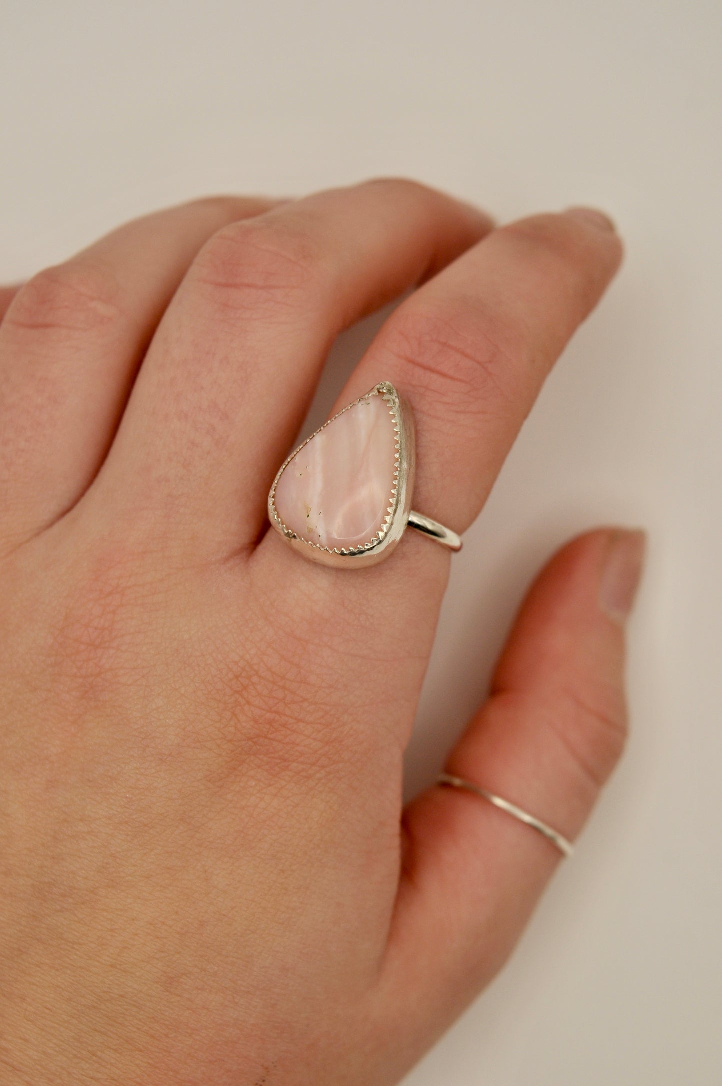 Blush Teardrop Ring ~ size 7