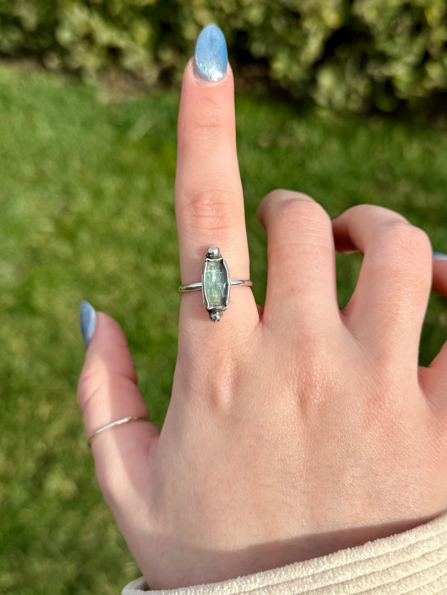 Dewdrop Mint Kyanite Ring - size 7.5