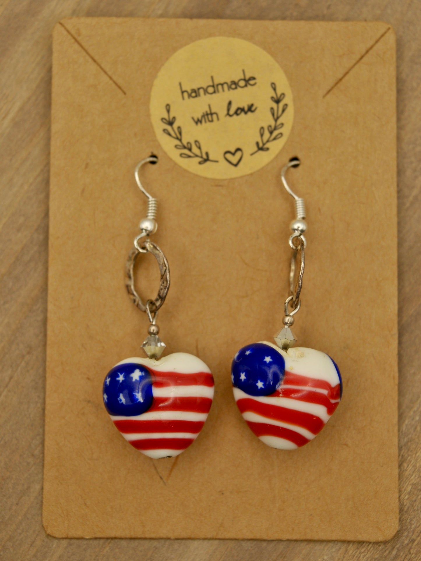 USA heart flag earrings