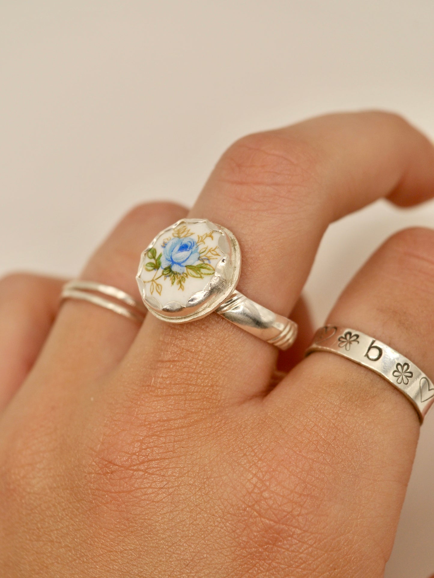 Floral ceramic circle ring - 9