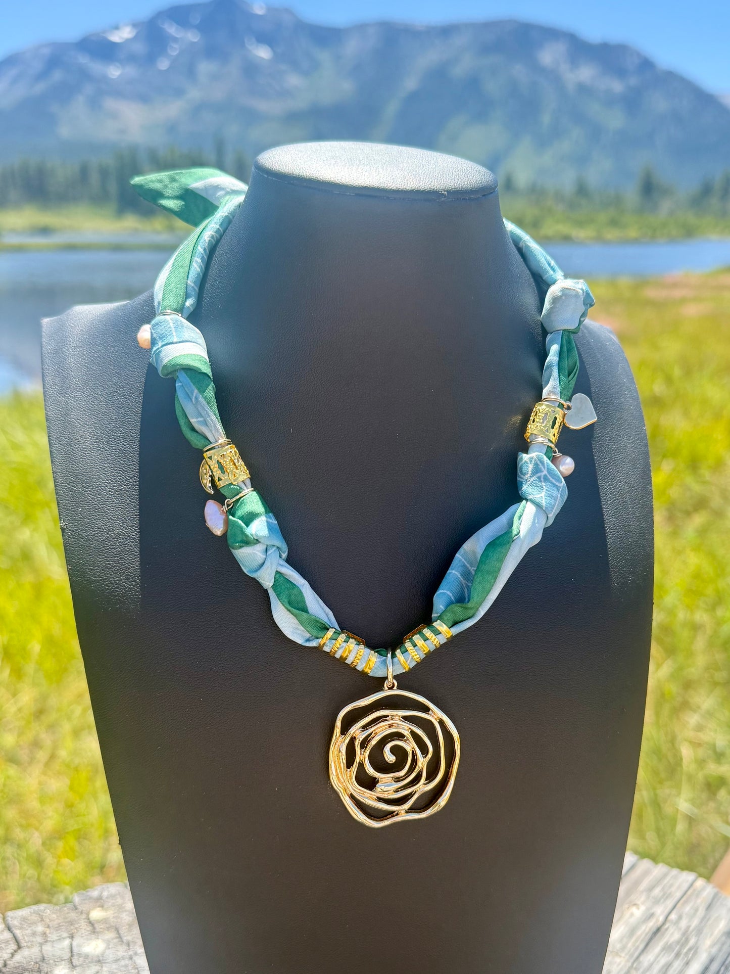 Wild Rose Scarf Necklace