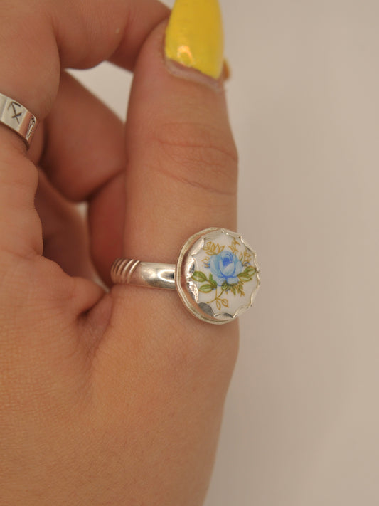 Floral ceramic circle ring - 9