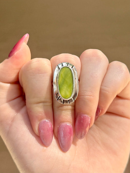 Olive Orbit Ring - size 5.5
