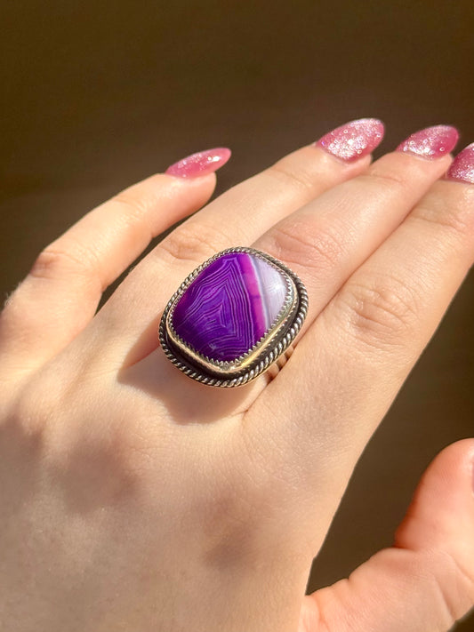 Royal Amethyst Agate Ring - size 7