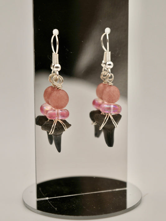 Pinky shark tooth earrings