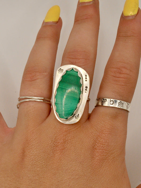 Malachite statement ring - 6.75